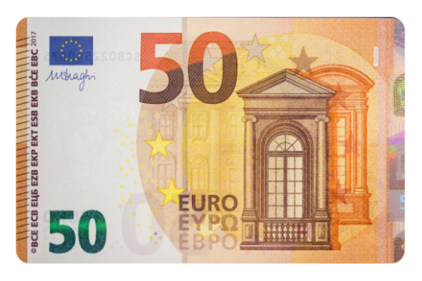 50-euro biljet pas sticker voor over je bankpas