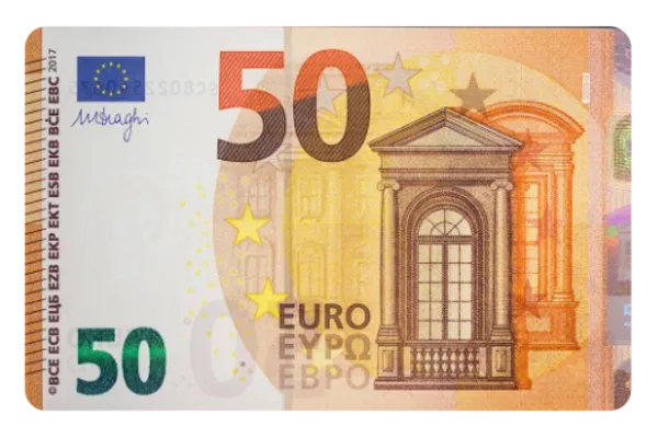 50-euro biljet pas sticker voor over je bankpas