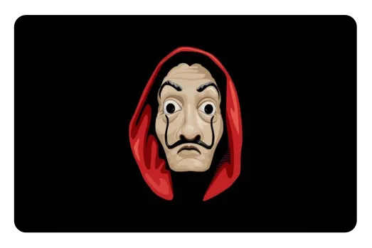 Dalí-masker pas sticker, La Casa de Papel