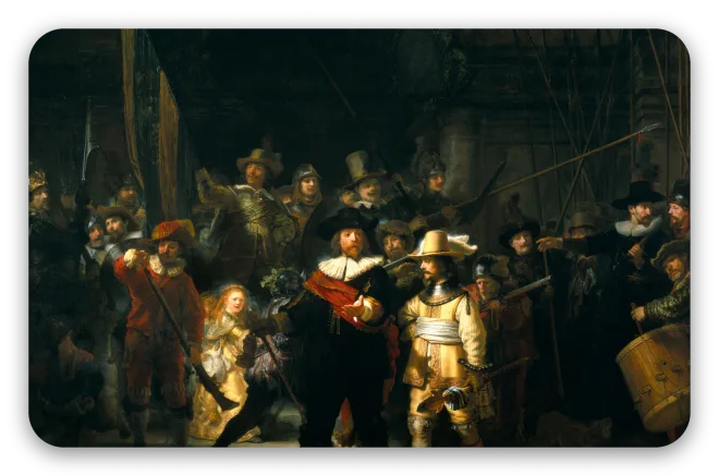De Nachtwacht van Rembrandt als pas sticker