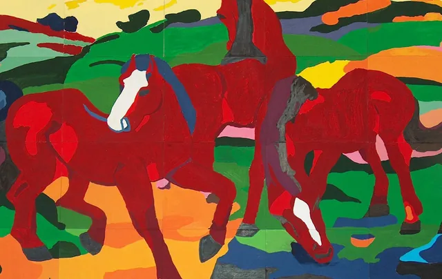 Weidende paarden - pinpas sticker