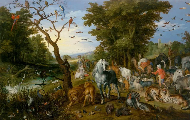 De dieren gaan de ark in