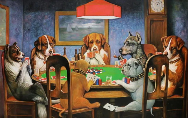 Honden aan de pokertafel